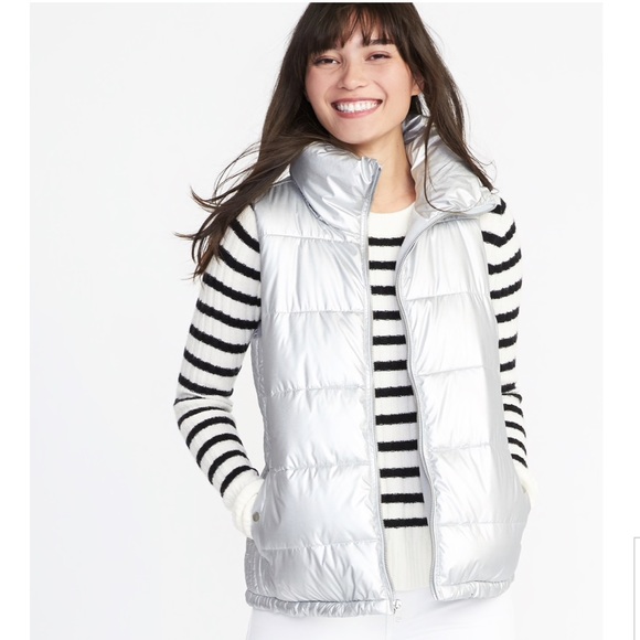 Old Navy Jackets & Blazers - NWT Silver Puffer Vest